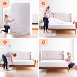 Linenspa Zippered Mattress Encasement – Queen Size Waterproof Mattress Protector – Quiet Cover & Complete protection – Dorm Room Essentials, White