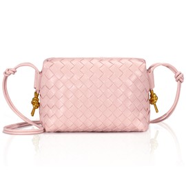 GASSDA Crossbody Bags Woven Small Purses Shoulder Bag Leather Handbags for Women, Light Pink