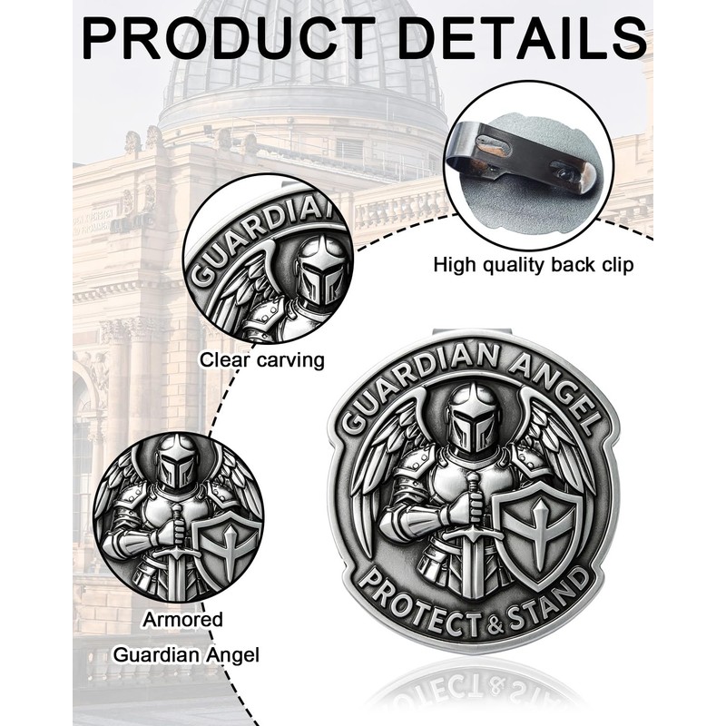 1 Pack Guardian Angel Visor Clip, 3D Armored Angel Car