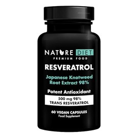 Nature Diet Resveratrol - 500 mg Trans-Resveratrol (98%) - Japanese Knotweed Extract - 60 Vegan Capsules - Antioxidant Protection - Supports Healthy Aging & Cell Health