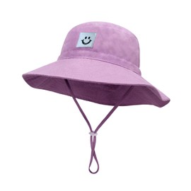 Baby Sun Hat Smiling Face UPF 50+ Beach Toddler Bucket Hat for Baby Boys and Girls, Toddler Kids Wide Brim Sun Hats Cap (US, Age, 2 Years, 6 Years, Purple)