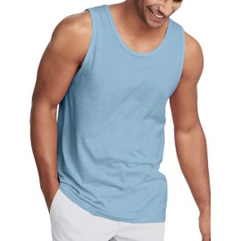 Hat and Beyond Men's Performance Tank Top, Soft Muscle Tee for Boxing Gym (Large, Pacific Blue)