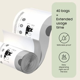 Cat Litter Box Robot 4 and 3 Waste Bags, 40 Pack Automatic Litter Box Bags, Thick Heavy Duty Cat Litter Box Liner Bags 25.2 X 15.7 IN