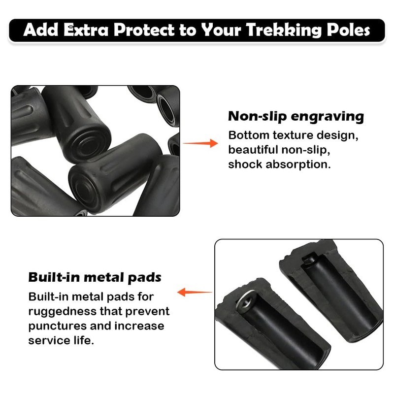 6 PCS Rubber Tips for Walking Sticks & Trekking Poles