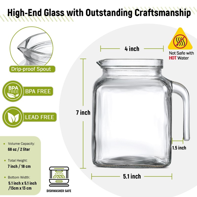 68 Oz Seal Pitcher With Lid and Spout, Large Iced