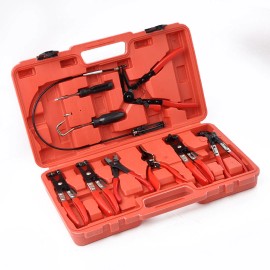 Autopartszone ⭐9PCS Hose Clamp Clip Plier Set Swivel Jaw Flat Angled Band Automotive Tool Set⭐