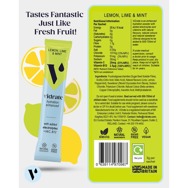 Electrolytes Powder - Hydration Sachets Packed with Vitamins - Zero