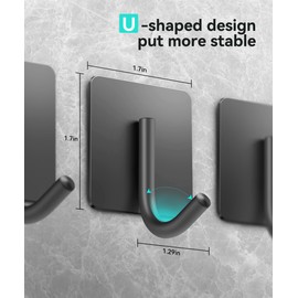 xdgeLoad Adhesive Hooks, 4 Pack Towel Hooks Wall Hooks for Hanging, Stick on Hooks, Adhesive Towel Hooks for Bathroom Door Hanger Kitchen Closet Cabinet Stainless Steel-Matte Dark Gray