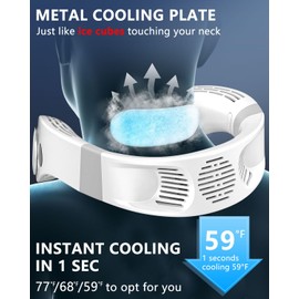 Neck Fan Air Conditioner,Personal Cooling Device,Neck Air Conditioner Portable Neck AC Rechargeable Battery Powered,Mini Silent Headphones Round Leafless Necklace Fan for Women Men Adults Kids White