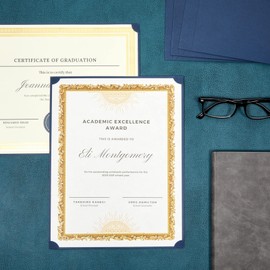 Best Paper Greetings Single-Sided Certificate Holders - Heavyweight Protection for Certificate Paper - Fits Letter-Size Diplomas & Diploma Cover - 24 Pack, Letter, Navy Blue