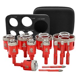 Diamond Core Drill Bit Set - FOCSTOL Diamond Hole Saw Kit for Porcelain Ceramic Tile 13pcs (6/8/10/20/25/28/32/35/45/50/65mm+6/6mm Carbide Drill)