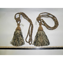 Unbranded 2   Drapery RIBBON Tie Backs GREENS  / BLACK  7 3/4" Tassel Trim W4503