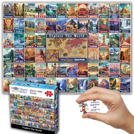 Think2Master Colorful Vintage World Travel Poster 1000 pieces Large Format Jigsaw Puzzle for kids 13+, teens, adults & families. Great gift for people wanting to explore the World. Size: 26.8” X 18.9”