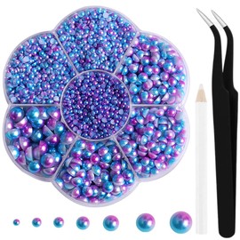 Aodse 6000 Blue Mermaid Half Pearls for Nails Art, Crafts, Face Eyes Makeup, Charms DIY Crafting Charms Decorations Accessories