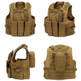 Haverain Tactical Outdoor Vest Survival Vest Adjustable Weighted with Multi-Pockets - Lightweight Oxford Cloth Available for Cosplay Training Outdoor Safety Protection Hunting (Tan)