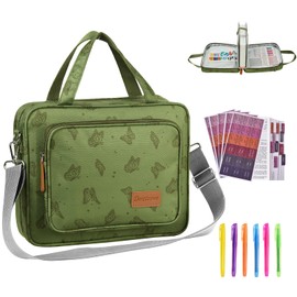 DERSTUEWE Christian Art Gifts Bible Cover, Book Case Church Bible Protective with Handle and Zippered Pocket，Green Butterfly