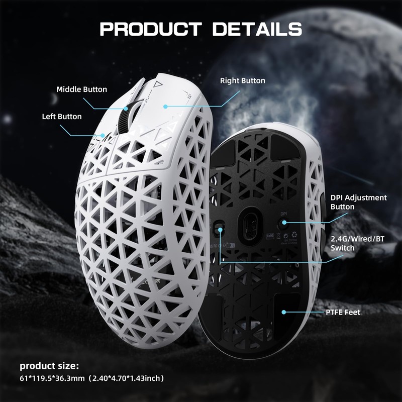 ATTACK SHARK R5Ultra 8K Carbon Fiber Wireless Gaming Mouse with