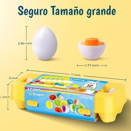 Huevos de Juguete de Forma 12PCS,Huevos a Juego para el Desarrollo de Reconocimiento de Forma,Juguetes Montessori para Niños Pequeños y Preescolares,J