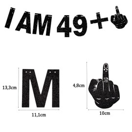 ENLACE 50th Birthday Garland Black, 50th Birthday Decoration Banner, Funny Decoration 50th Birthday Woman Man, I AM 49+1 Garland Banner, Glitter Decoration for 50th Birthday, Birthday Garland 50 Years
