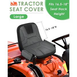 PACETAP Tractor Seat Cover with Drink Pouch, Heavy Duty 600D Oxford Waterproof Riding Lawn Mower Seat Cover Fits Kubota, for Cub Cadet, for Ford, for Mahindra, for Husqvarna (Black,Large)