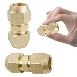 Air Conditioning Copper Pipe, Double Nipple 1/4 Inch, Split Air Conditioning Pipe Connector, Refrigerant Line, Copper Pipes, Connector, Air Conditioning Hose Adapter, Compression Fitting, Climate