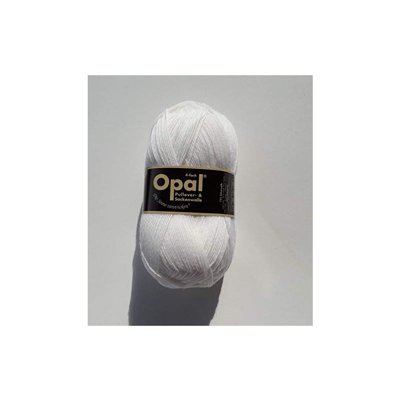 Opal Plain 4-Ply – 2620 White – 100 g Sock