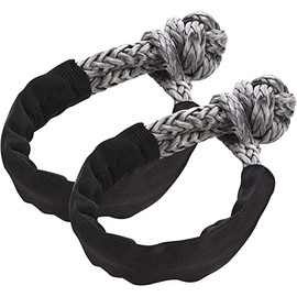 KONPWAY Synthetic Soft Shackle - 7/16 Inch X 22 Inch 35,000lbs Breaking Strength, UHMWPE Rope Shackle with Protective Sleeves for Sailing SUV ATV 4x4 Truck Jeep Recovery Towing, Gray (2-Pack)