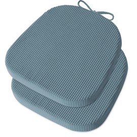 OVOV 14"x14" Chair Cushions with Ties and Washable Cover Set of 2 L Blue