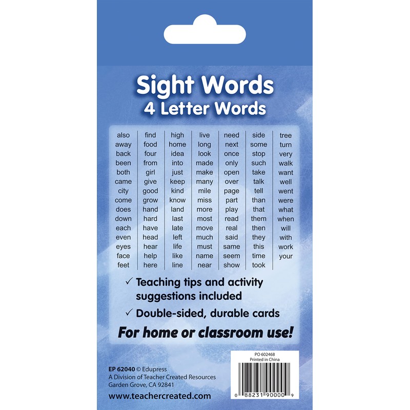Teacher Created Resources Sight Words Flash Cards - 4 Letter