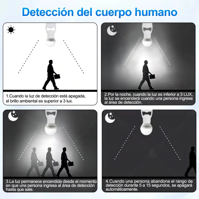 Losaitini® Socket Con Sensore De Movimiento 360°y Luminosidad E27 6pzs