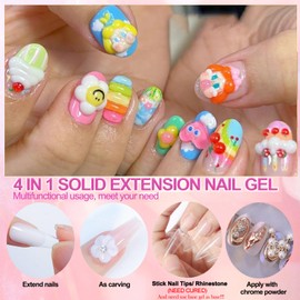 Solid Sculpture Builder Gel for Nails 60G, Non-Sticky Hand Solid Builder Gel, 3d Sculpting Gel, Upgrade Solid Extension Moldel Gel for Nail Art Design, Clear