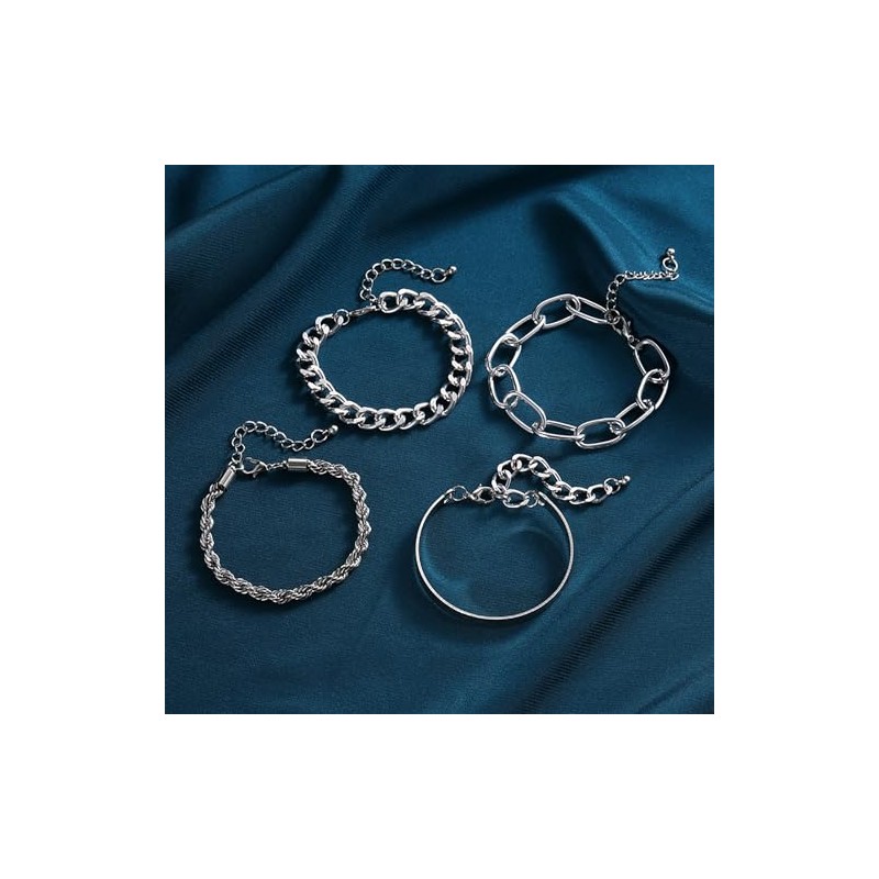 ANYILVTULI Chunky Bracelets for Women 22192024822 (SILVER)
