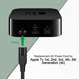 [UL Listed] 6Ft AC TV Power Cord Cable Compatible with Apple TV 1st, 2nd, 3rd, 4th, 5th Generation (4K)