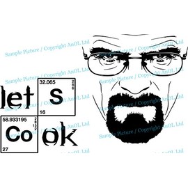 (50 x 32 cm, Vinyl, Motiv: Breaking Bad-Heisenberg-Zitat/Lets Cook Text Art Decor Aufkleber schweren Walter White, Vinyl, Motiv verschiedene Geschenk!