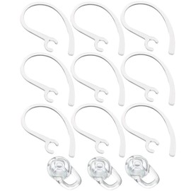 Universal 9 Piece Small Earhooks w/Replacement Earbuds Ear Gels Tips for Voyager Edge Wireless Bluetooth - Clear