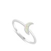 White Simulated Opal Crescent Moon Simple Ring New .925 Sterling