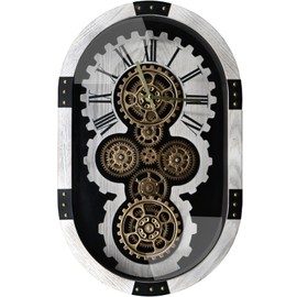 TICKGEAR Industrial Gear Wall Clock, Vintage Style, Black and Gold (Modern Desert Beige, 21 inch)