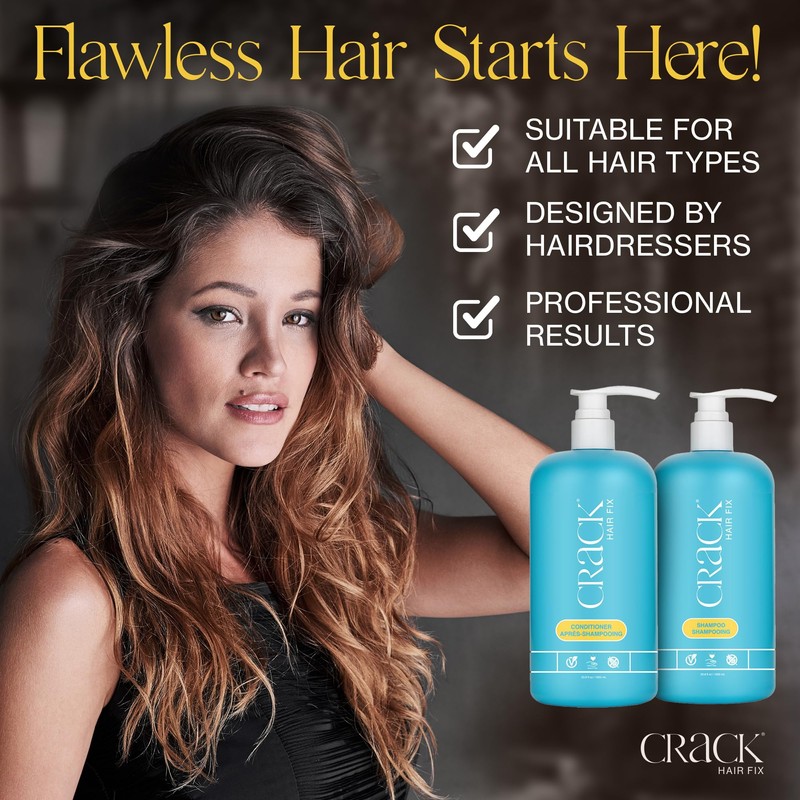 CRACK HAIR FIX Shampoo and Conditioner Set, 33.8 oz Each