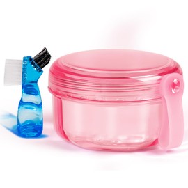 Sin Fugas Y Antideslizante Para Dentaduras Postizas, Retenedor De Caja De Baño, Taza Para Remojo De Dentadura Postiza, Estuche Para Dientes Falsos Con Cesta Coladora Y Cepillo, Apto P