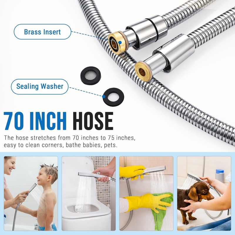 G-Promise All Metal Handheld Shower Set with 3-Function Showerwand, included