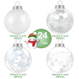 Kesote Christmas Baubles, White, 24 x Christmas Tree Baubles, Christmas Decoration for Christmas Party