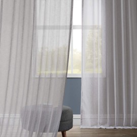 HPD Half Price Drapes Solid Sheer Curtains for Living Room Linen Texture 50 X 108 (1 Panel), SHCH-SS071619-108, Steel Mountain