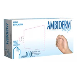 Ambiderm Guantes descartables Ambiderm BP color transparente talle M de vinilo con polvo x 100 unidades
