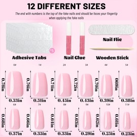 LuckForever 360pc Coffin Press Press on Nails Medium Fake Nails with Glue & Tabs, Medium Ballerina Fake Nails Press ons Nail Coffin Acrylic Glue Nail Tips False Artificial Nail Pink Stick on Nails