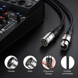EBXYA Cable XLR de 50 pies, 2 paquetes de cable de micrófono con 3 pines XLR macho a hembra