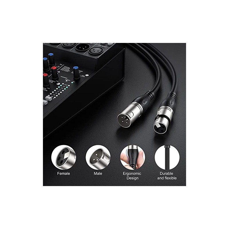 EBXYA Cable XLR de 50 pies, 2 paquetes de cable