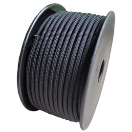 Paracord 550 lbs Reel 9 Strands 100% Nylon Rope, Type III Paracord Tensile 620 lbs. Nylon Cord Great for Survival Gear, Camping Rope, Lanyards, Tent Rope (Ebony Black, 100 ft (30m))