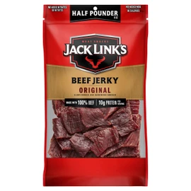 Jack Link's Beef Jerky, Original, Half Pounder Large Jerky Bag - Flavorful Meat Snack, Ready to Eat Protein Snacks with 10g of Protein per Serving, Made with 100% Beef