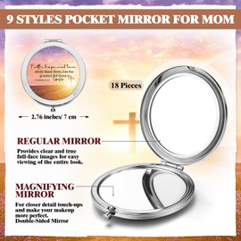 RattanView 18 Pcs Church Gifts for Woman Christian Compact Mirrors Gifts Religious Pocket Mirror with Bible Verse Scripture Quote Inspirational Christian Gift for Mother Women Friends