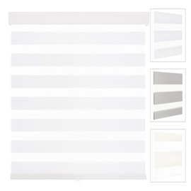 GHV Cordless Zebra Blinds for Windows Free-Stop Shades Light Filtering Dual Layer Light Control for Day and Night (White, 36 in (W) x 64 in (H))